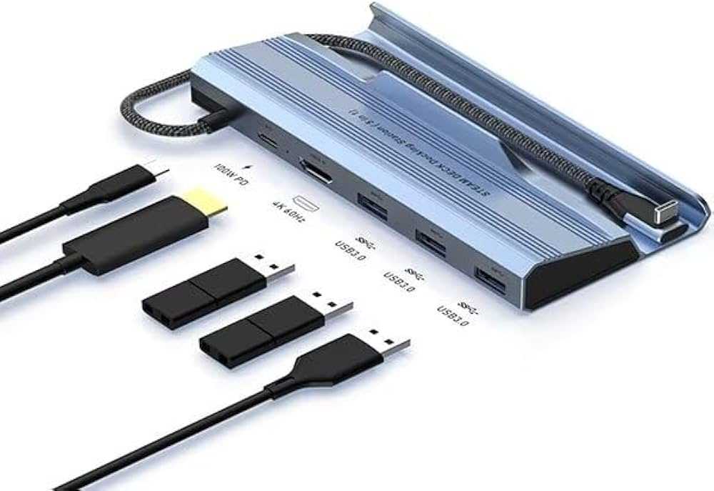 YCE-V258A ROG ALLY/Steam Deck/Switch 五合一多功能擴展塢底座 雙4K@60Hz 輸出