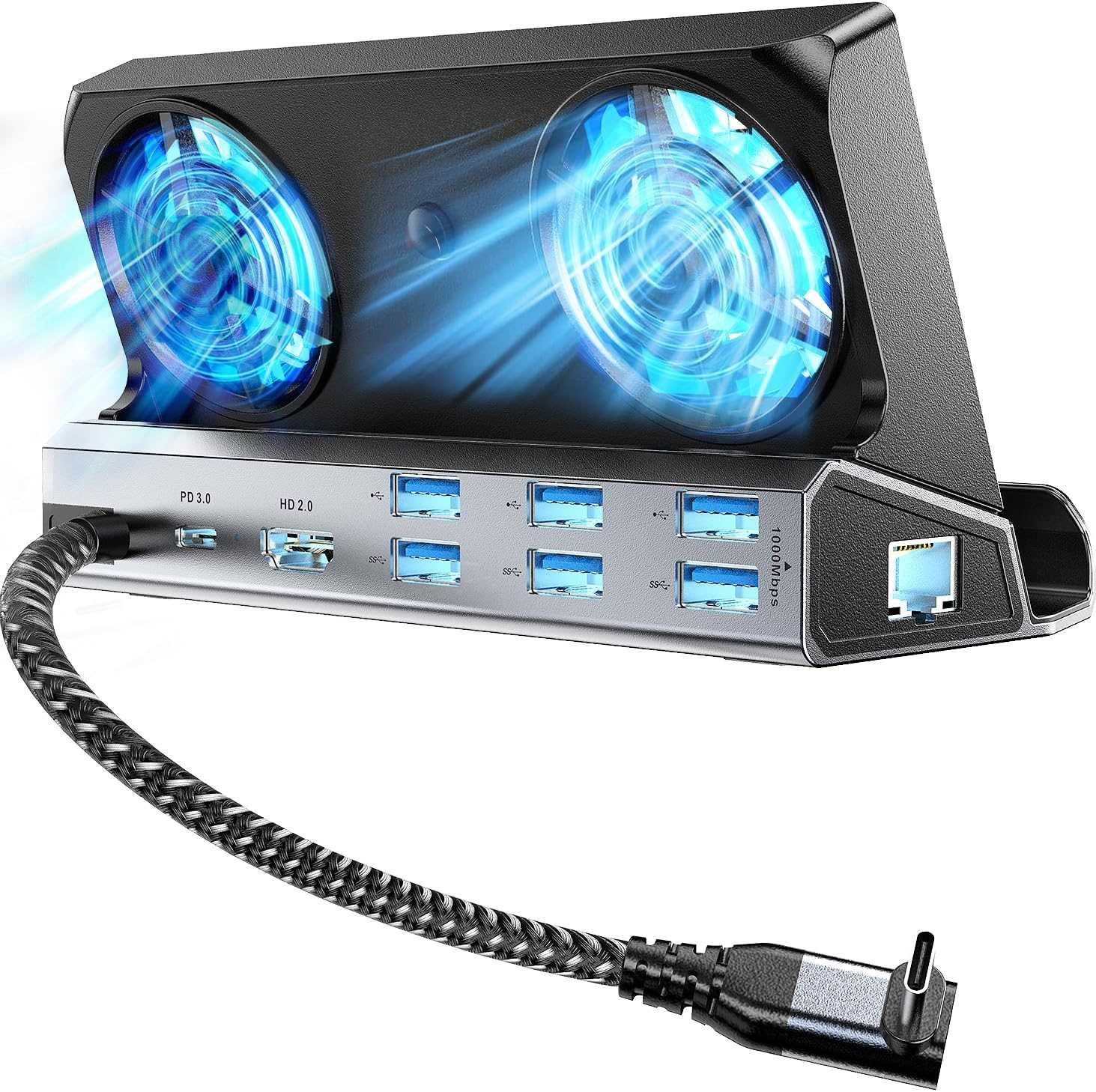 V262B ROG ALLY/Steam Deck 雙散熱風扇九合一多功能擴展塢底座 4K@60Hz 千兆乙太網路