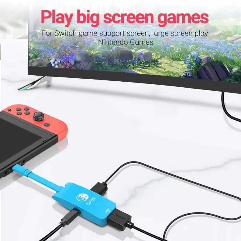 Switch 迷你款 三合一便攜TV投屏轉換座(USB/HDMI/PD)支援Type-C轉HDMI輸出 4K@60Hz