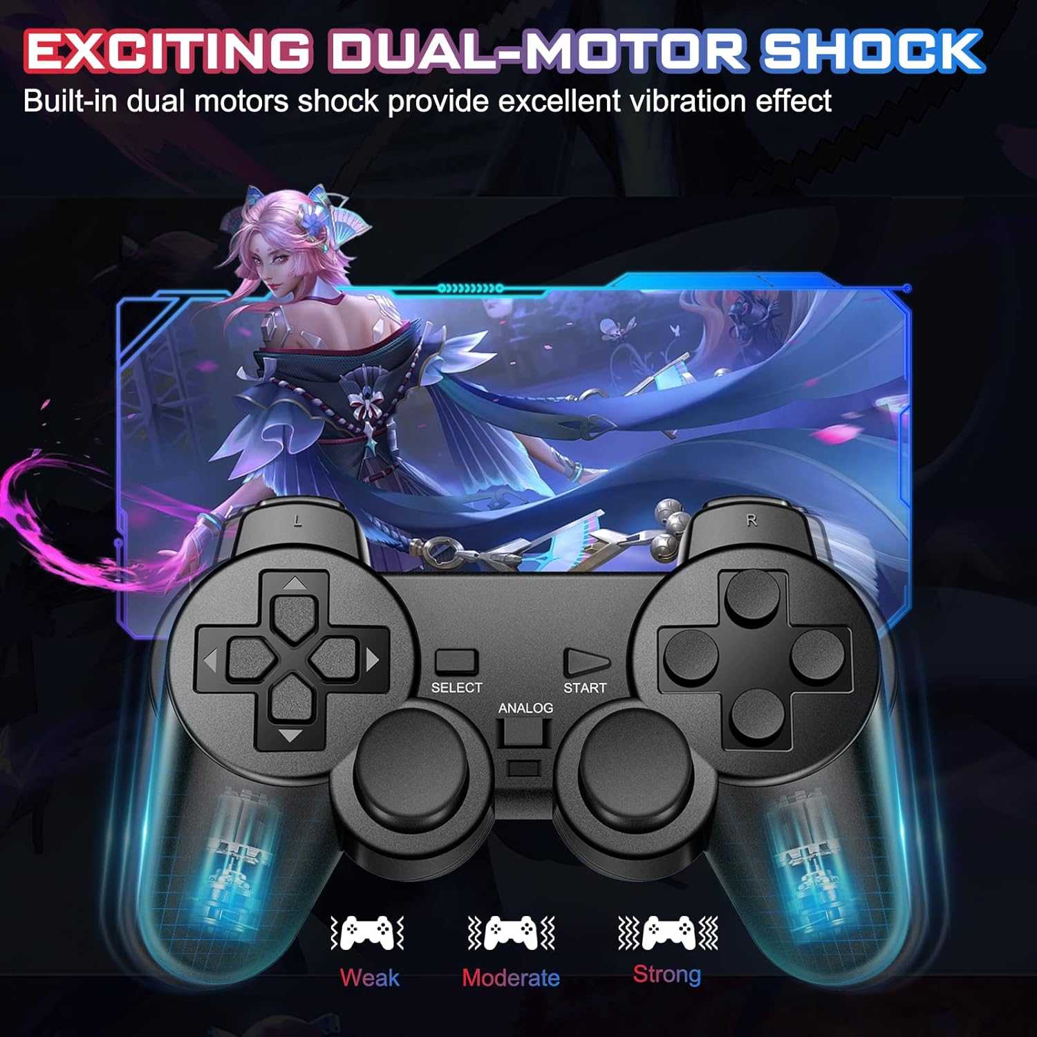 PS2主機 有線控制器 PS2 震動手柄 PS2手把 PS2有線手把 控制器 橡膠塗層拇指棒具有紋理【副廠裸裝全新商品】