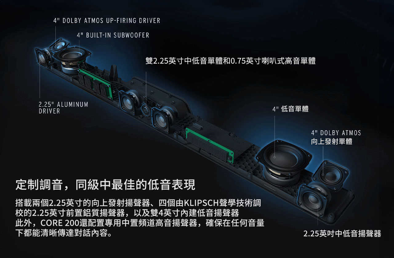 【響域．台中聲霸專門展間】Klipsch Core 200+SURR 100 | 5.1.2聲道天空聲霸後環繞組
