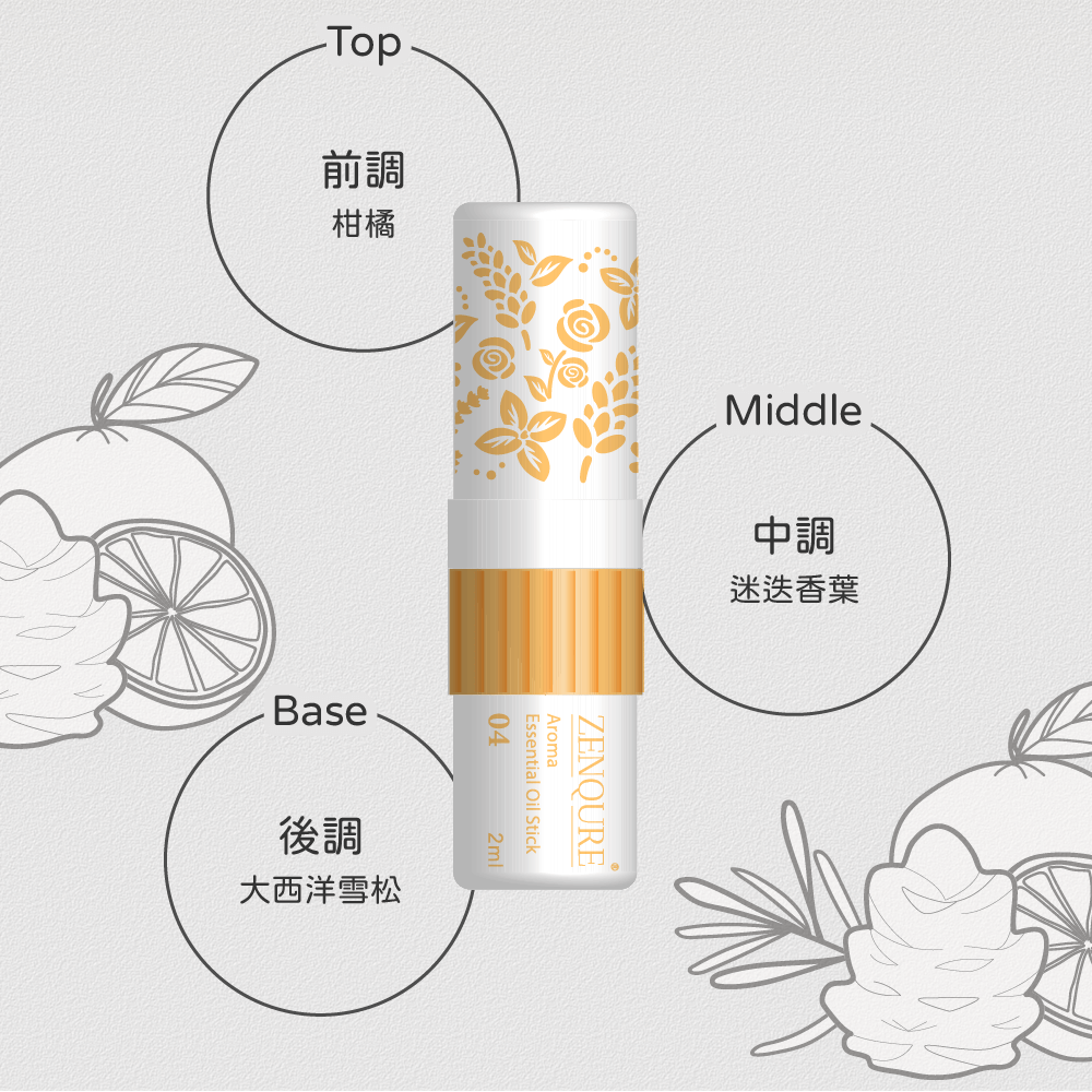 ZENQURE 正光滾珠精油棒4號-涼橙桔時