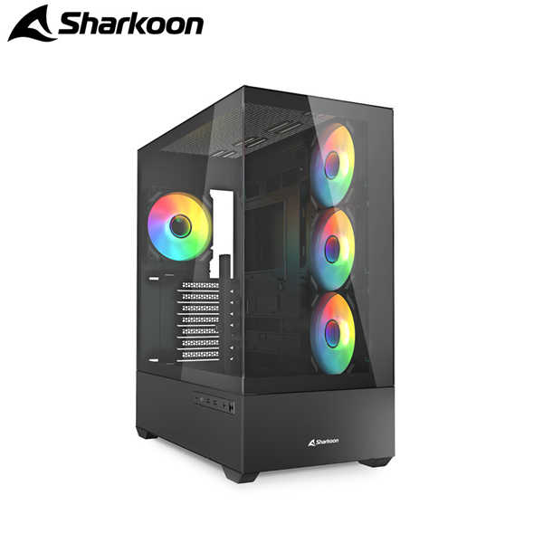 Sharkoon 旋剛 AK6 RGB 360 水冷 ARGB 反葉 風扇 TYPE-C 海景房 白色 背插式 電腦機殼