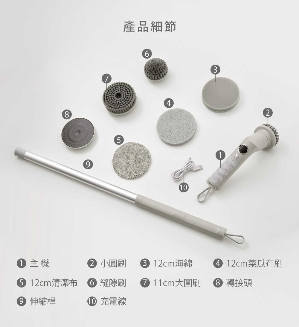 【第三代清潔刷 快速出貨】ARTISAN 奧提森 USB兩用電動清潔刷-暖月灰 CB300