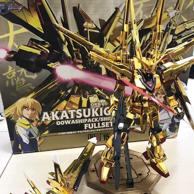 現貨 25年新版帶支架 獨家附送水貼 高高 1/100 拂曉 曉鋼彈 黃金電鍍發色 不知火 大鷲 雙背包