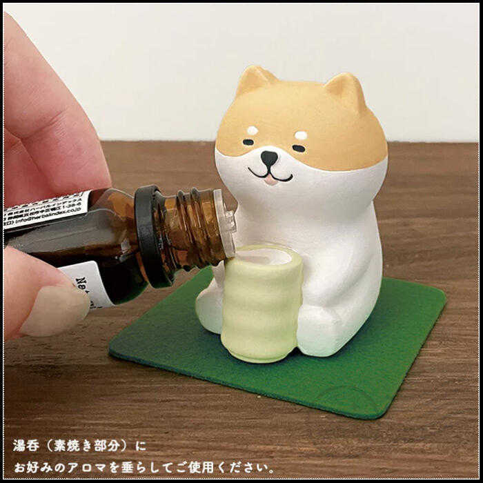 日本進口 DECOLE現貨正版 動物喝茶擴香石 薰香陶瓷 柴犬款 公仔 裝飾品 禮物 【YB-86812】
