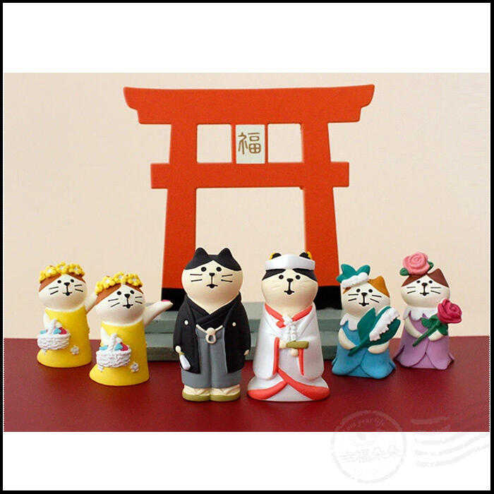 日本進口 DECOLE concombre 正版 結婚貓咪 日本和服 日式貓咪 婚禮擺飾 結婚禮物【ZCB-6272】