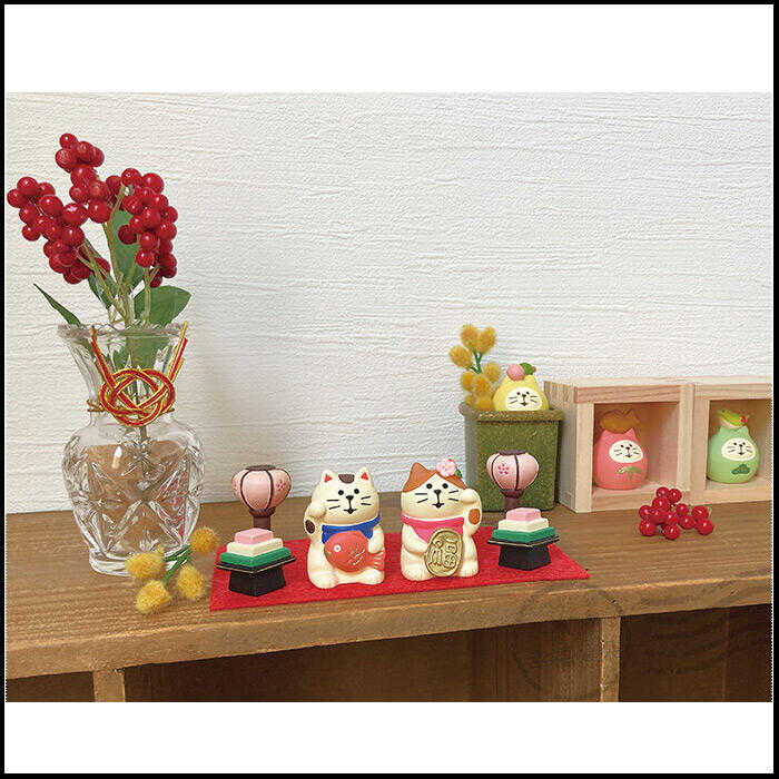 日本進口 DECOLE concombre 女兒節雛祭 / 招福貓鯉魚貓一對 貓咪組(2入) (ZMM-62337L)