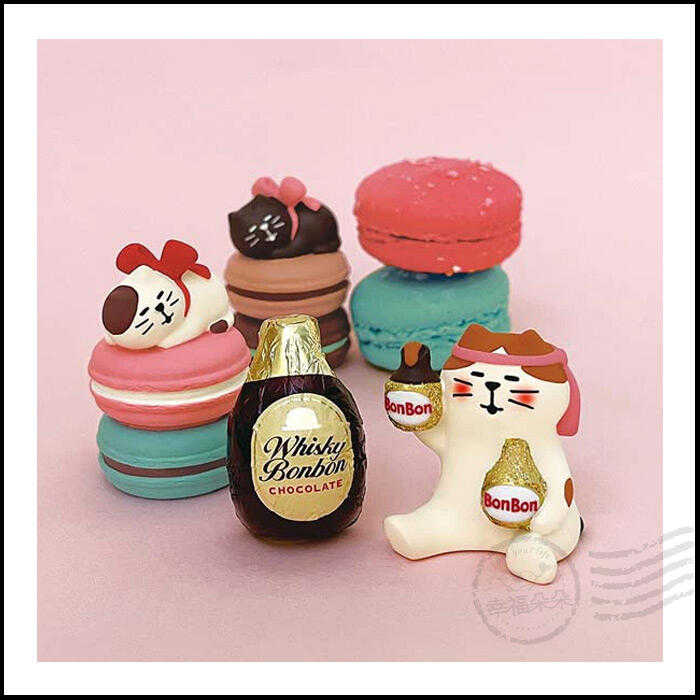 日本進口 DECOLE concombre 正版 Bonjour 法式巧克力系列 / 馬卡龍白貓 (ZCB-90307)