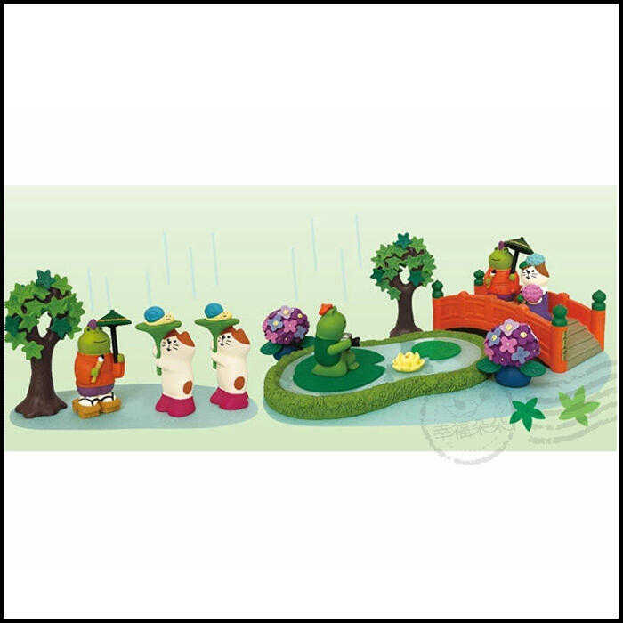 日本進口 DECOLE concombre 現貨正版 雨天散步系列 / 撐藕葉傘的貓咪 (ZSV-90343E)