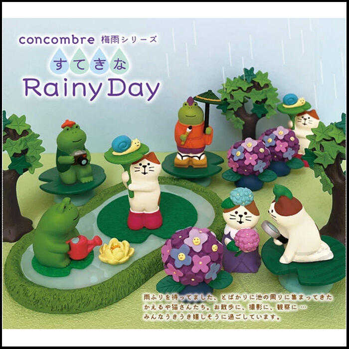 日本進口 DECOLE concombre 現貨正版 雨天散步系列 / 撐藕葉傘的貓咪 (ZSV-90343E)