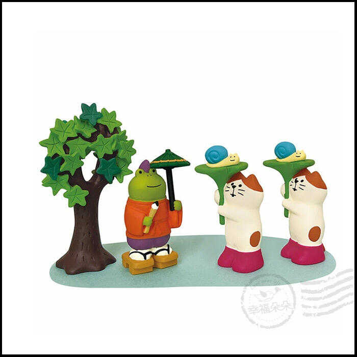 日本進口 DECOLE concombre 現貨正版 雨天散步系列 / 撐藕葉傘的貓咪 (ZSV-90343E)