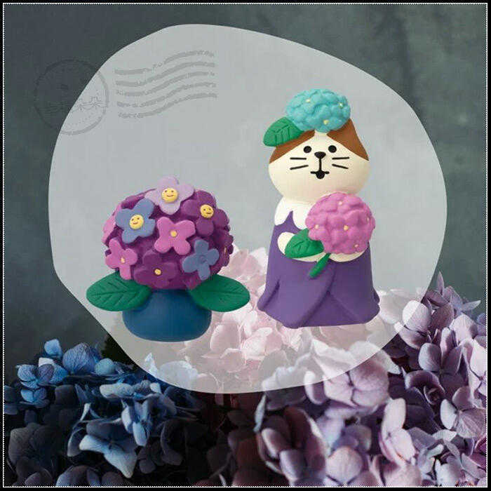 日本進口 DECOLE concombre 現貨正版 雨天散步系列 / 拿繡球花的貓咪 (ZSV-90349E)