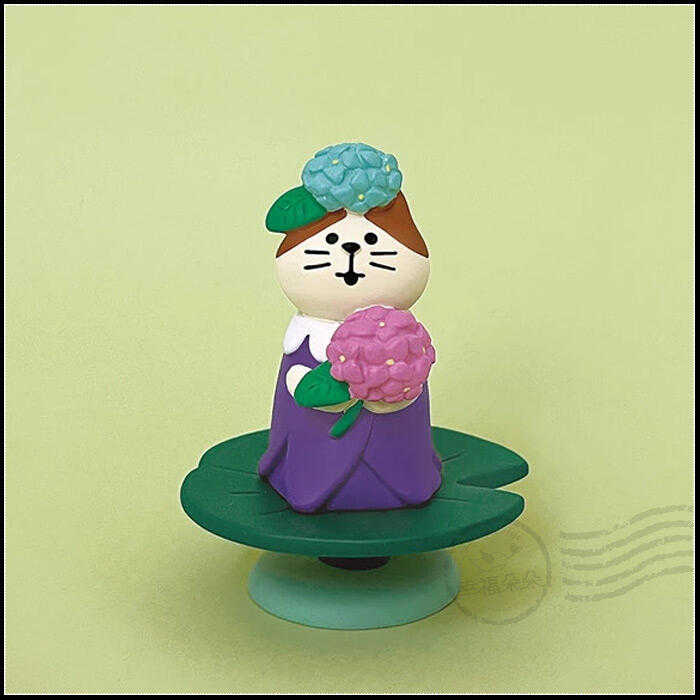 日本進口 DECOLE concombre 現貨正版 雨天散步系列 / 拿繡球花的貓咪 (ZSV-90349E)