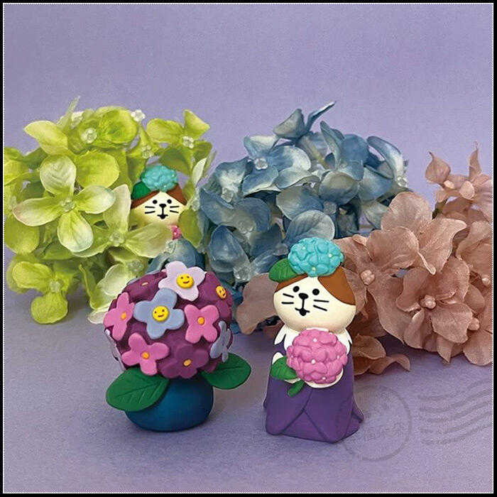 日本進口 DECOLE concombre 現貨正版 雨天散步系列 / 拿繡球花的貓咪 (ZSV-90349E)