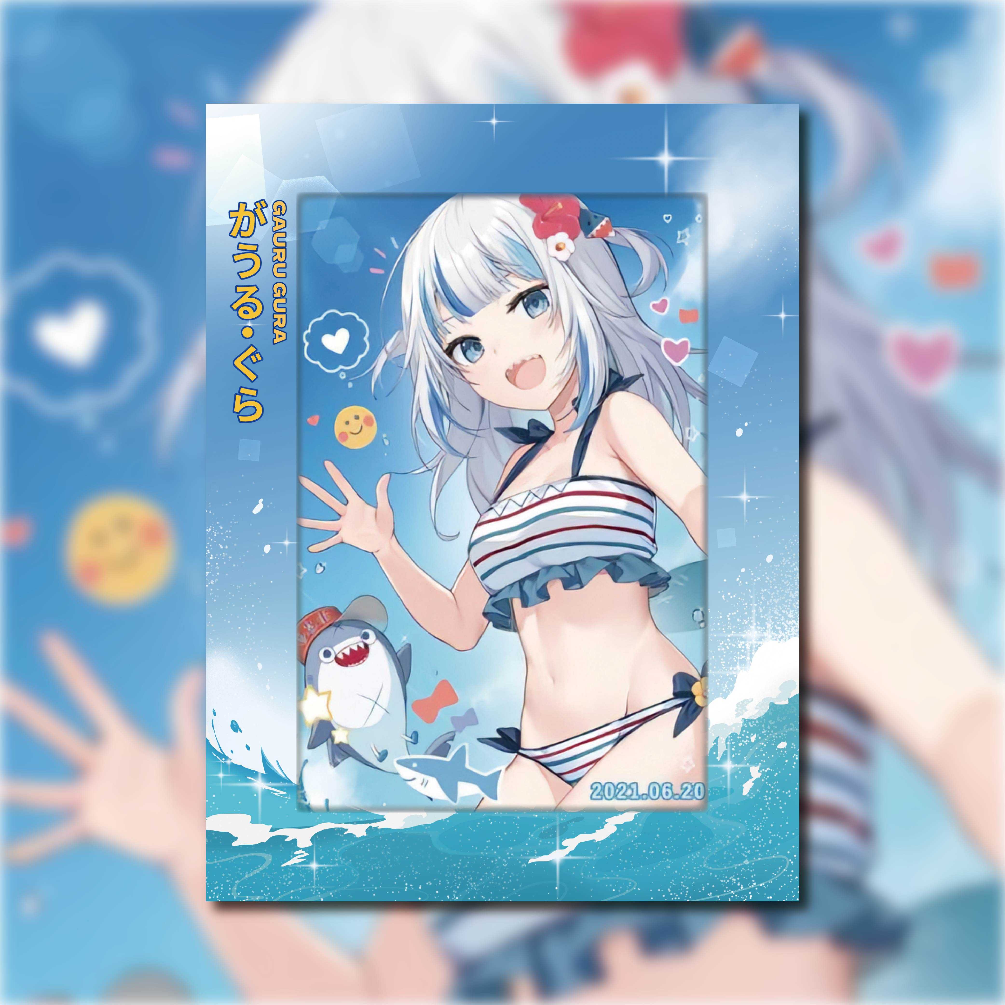 hololive彩色相框 Gura 卡磚 壓克力相框 明信片框 明信片 親簽 複製簽