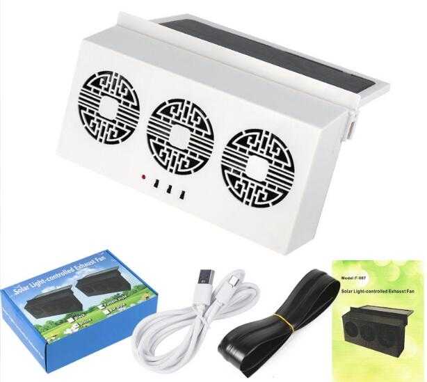 三出風口排風扇可充電款 太陽能國潮版 雙功能汽車排風扇散熱風扇