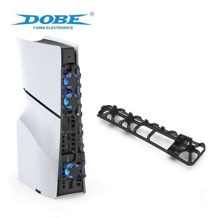 【kiho金紘】PS5 SLIM薄型主機專用DOBE光碟機版 數位版 USB3.0外掛科技冷光藍散熱風扇 開機啟動TP5