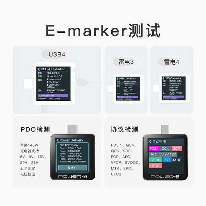 【紘普】POWER-Z 測試儀 KM003C 快充PD 3.1檢測儀器 電壓電流測試誘騙器
