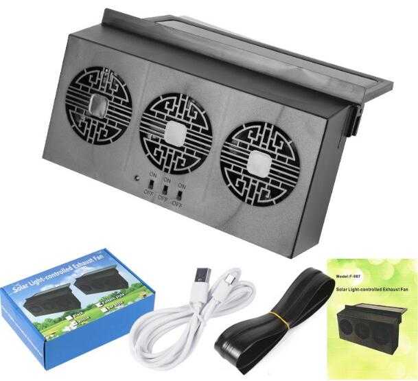 三出風口排風扇可充電款 太陽能國潮版 雙功能汽車排風扇散熱風扇