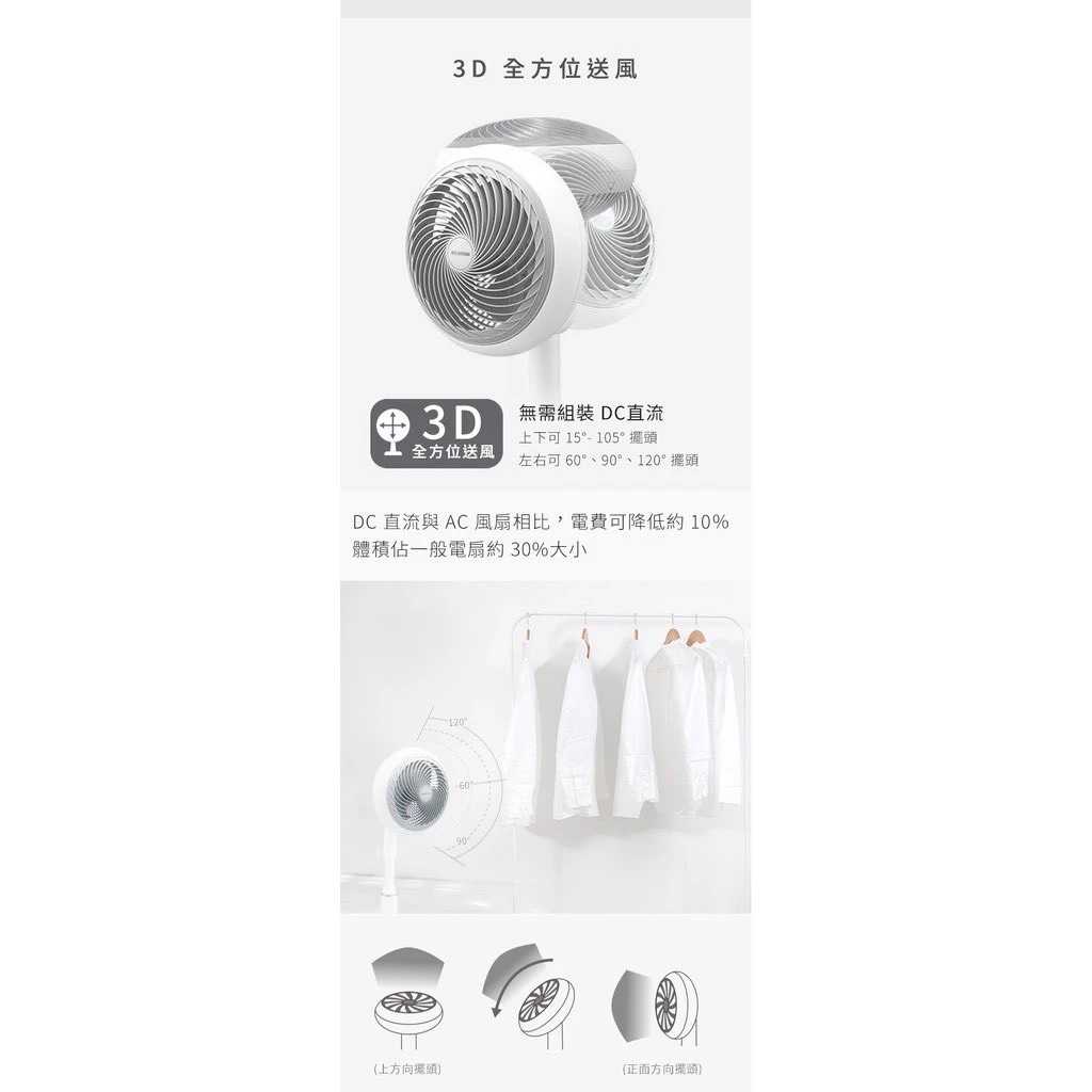 IRIS DC18T 直立式3D循環扇 白色 STF-DC18T
