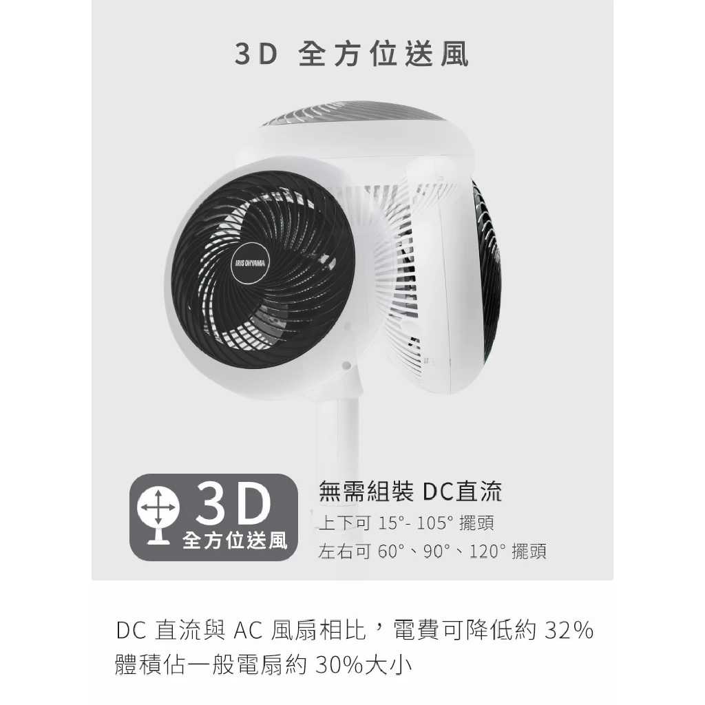 IRIS DC15T 直立式3D循環扇 白色 STF-DC15T