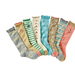 【BBMAMI】日系女童中筒襪4雙組(8款花色隨機出4款)