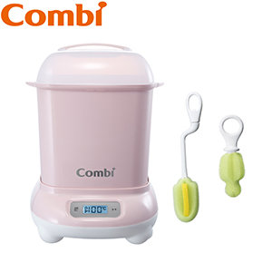 Combi Pro高效烘乾消毒鍋_優雅粉+奶瓶刷+奶嘴刷