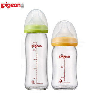 日本【Pigeon貝親】母乳實感寬口玻璃奶瓶組(240ml+160ml)