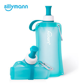 【韓國sillymann】 100%簡約便攜捲式鉑金矽膠水瓶-550ml - 薄荷藍