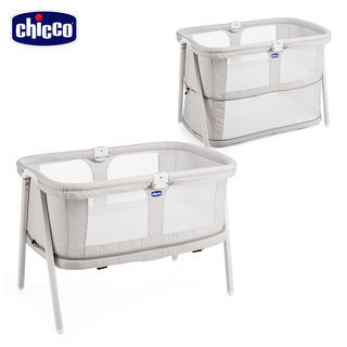 義大利chicco-Lullago Zip可攜式兩段嬰兒床-優雅淺灰