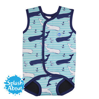 潑寶【Splash About】BabyWrap 包裹式保暖泳衣(海洋鯨魚)