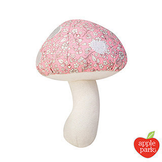 美國【Apple Park】有機棉 蘑菇搖鈴啃咬玩具 - 粉紅花瓣