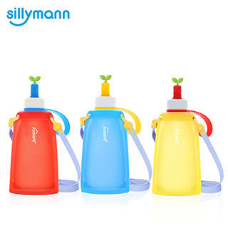 【韓國sillymann】 100%兒童便攜捲式鉑金矽膠水瓶-300ml-3色
