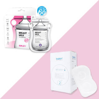 【韓國BAILEY貝睿】感溫母乳儲存袋(指孔型60入)+乳頭保護罩