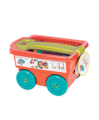 美國【B.Toys】感統玩具 battat系列_樂部落積木拖車(南瓜) BT2539Z