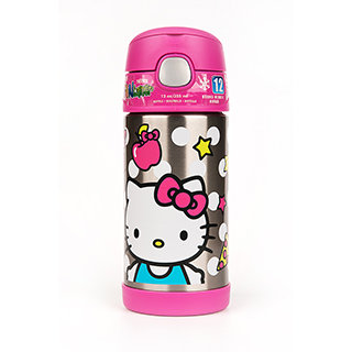 【美國膳魔師THERMOS】Hello Kitty凱蒂貓粉紅款 迪士尼不鏽鋼吸管水壺355ML