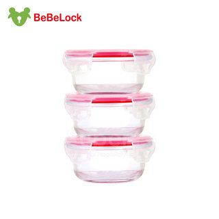 BeBeLock玻璃保鮮盒(220ml)3入組