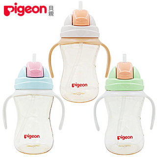 日本《Piegon 貝親》雙握把PPSU大容量吸管杯(3色)