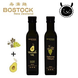 【壽滿趣- Bostock】頂級冷壓初榨酪梨油/巴薩米可醋((250ml 兩瓶禮盒裝)