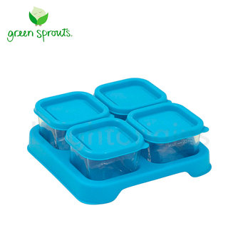Green Sprouts副食品小分裝盒60ml一組4入(玻璃)-藍色