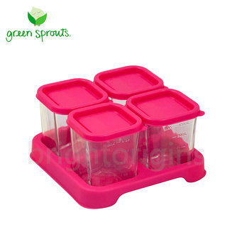 Green Sprouts副食品小分裝盒120ml一組4入(玻璃)-粉色