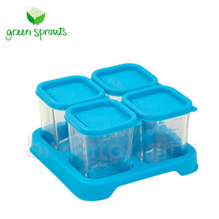 Green Sprouts副食品小分裝盒120ml一組4入(玻璃)-藍色
