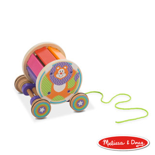 美國瑪莉莎 Melissa & Doug 幼兒啟發木製玩具 - 彩虹音樂滾輪拉繩拖車