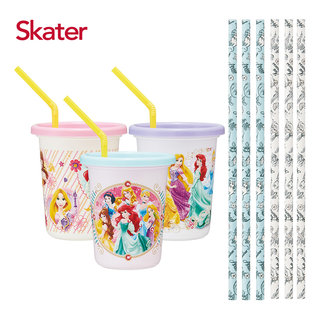 Skater日本製3入水杯-320ml+紙吸管(公主)