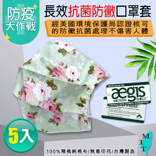 【格藍傢飾】長效抗菌口罩防護套-綠花(5入)