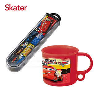 Skater牙刷收納盒+漱口杯-閃電麥昆(紅)