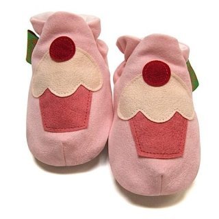 英國【手工鞋Funky Feet】粉紅杯子蛋糕學步鞋(0-24M)