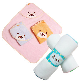 台灣【COTEX可透舒】可愛寶寶沐浴二件組(微笑貝爾熊浴巾+柔布帕)