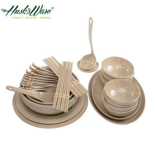 【美國Husk’s ware】天然稻殼無毒環保碗盤餐具32件組